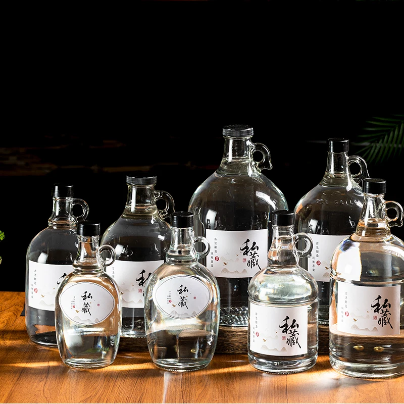 Half Gallon / 1 Gallon Clear Glass Wine Bottles California Fermenting Jug Glass Bottles For Beer Growler Soda With Black Lid