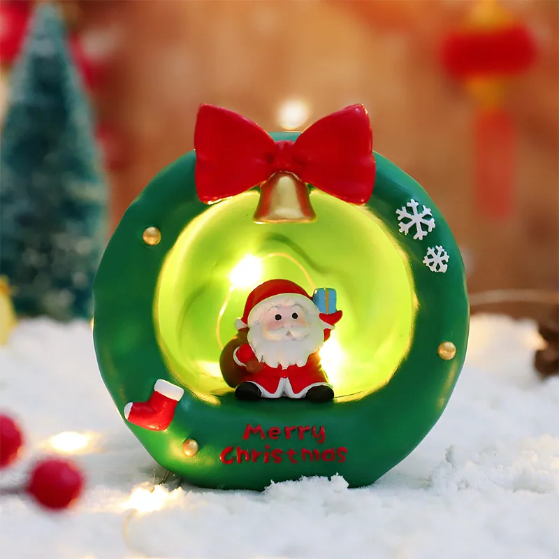 Resin Christmas Ornaments New Christmas Garland Old Man Star Light Resin Decorations Creative Cross-Border Christmas Hot Small