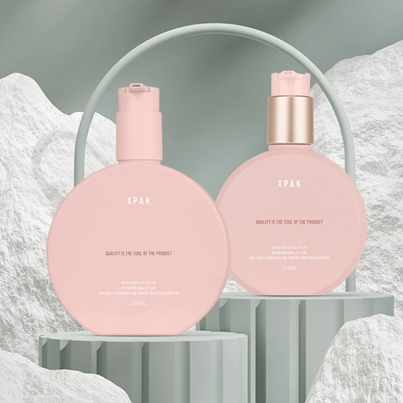 Customized 240/350ml PETG body oil bottle plastic shampoo lotion pump bottle packaging shower gel bottle