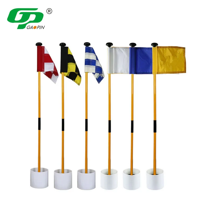 High Quality Golf Putting Green Flag Flagpoles Plastic Golf Hole Pole Cup Fiberglass Golf Flag Pole Flagpole Flagstick Set