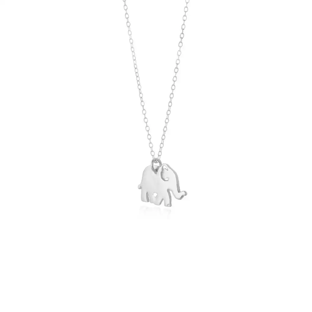 Mummy And Me sterling silver baby elephant pendant necklace 18k gold