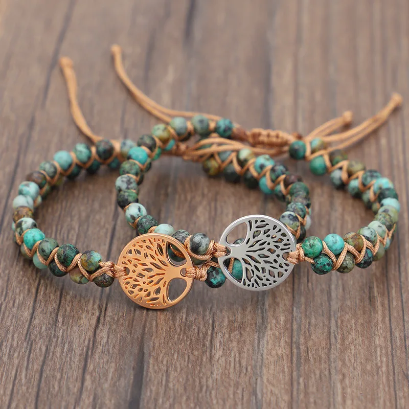 
Mixed Natural Turquoise Stone Life Tree Of Life Wrap Bracelets Hand Woven Natural Stone Bracelets Gemstones Adjustable  (1600092729922)