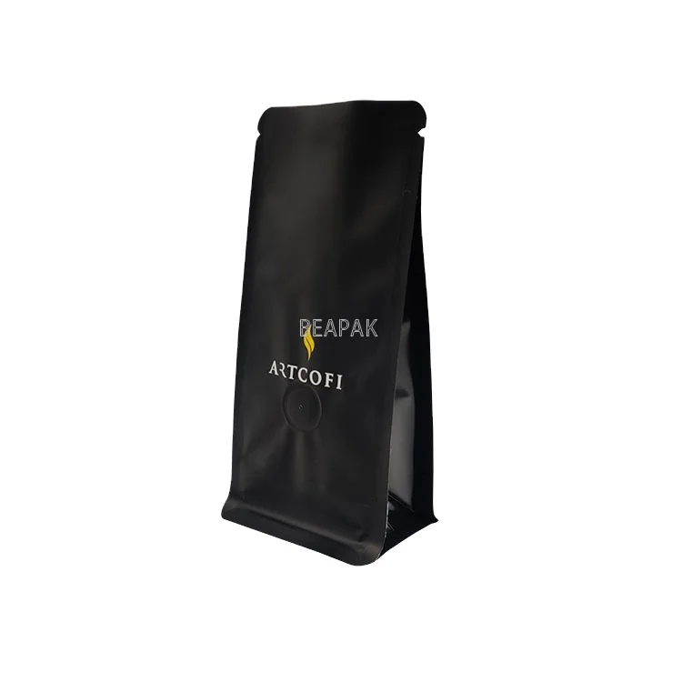 
custom printed square bottom roasted coffee bean bag coffee flat bottom packaging bags 