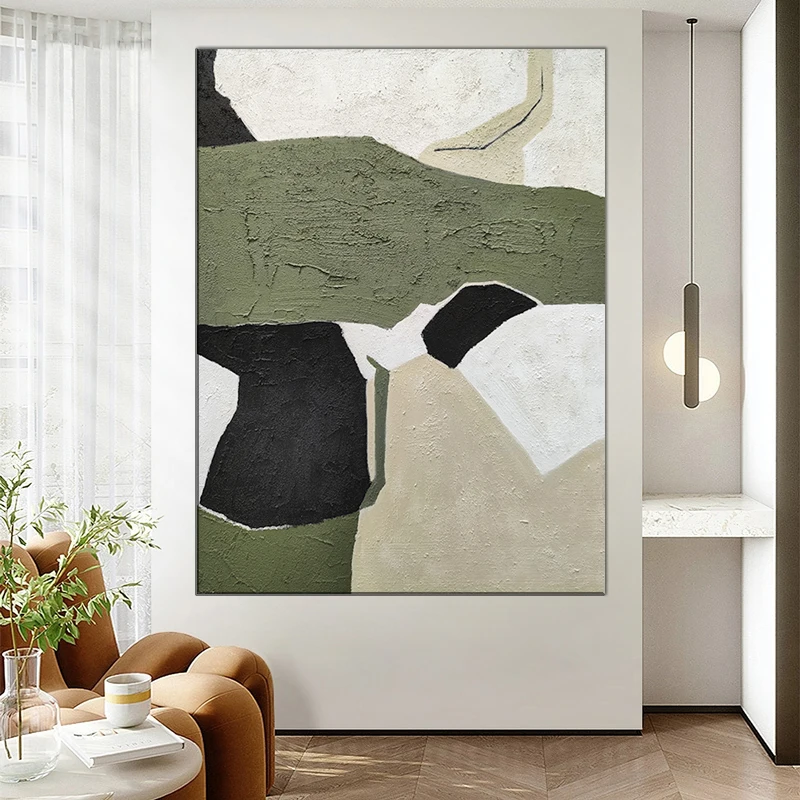 Custom Nordic minimalist geometric Hand painted abstract oil painting canvas wall art home living room decor painting