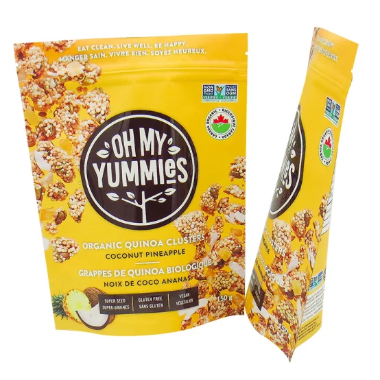 Custom Printed Food Grade Stand Up Spouch Plastic Packaging With For Food Snacks Coconut