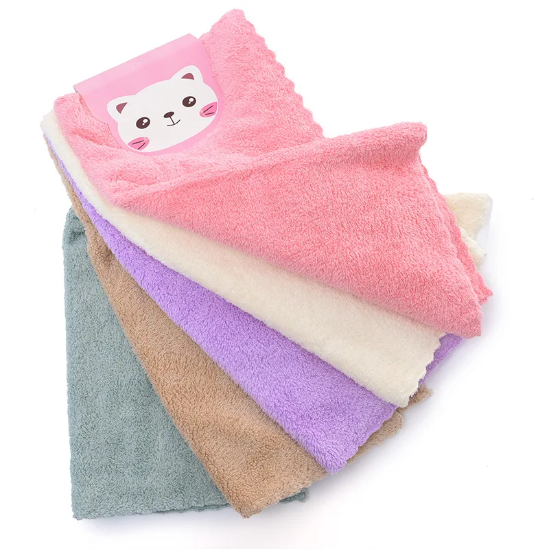 Wholesale Microfiber 30x30cm Quick Drying Terry loop Face Towel Face Napkins Cheap Cleaning  Cloth Coral Fleece Kitchen Towel