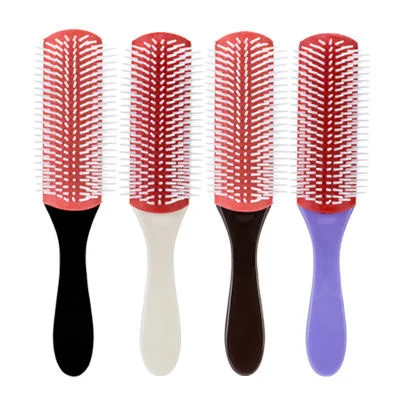custom logo barber tools Sharon salon supplies styling curly detangling massage nylon 9 row denman hair brush