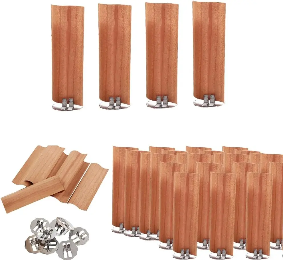 2024 Wholesale S Shape Smokeless Core Handmade Wooden Candle Wick for Soy Wax Candle Wood Wick With Holder