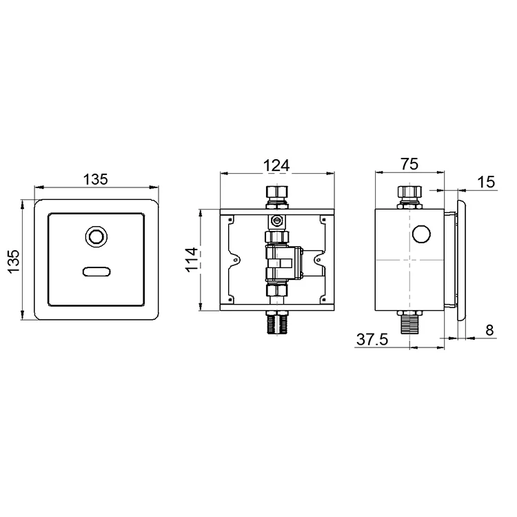 CE Certified Brass Automatic Smart Urinal Flush Valve High Quality Dual Flusher with Manual Sensor Wall Mounted for Hotel Use