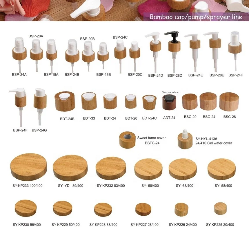 Standred plastic PET bottle  bamboo cap 24/410 mist perfume spray 24mm