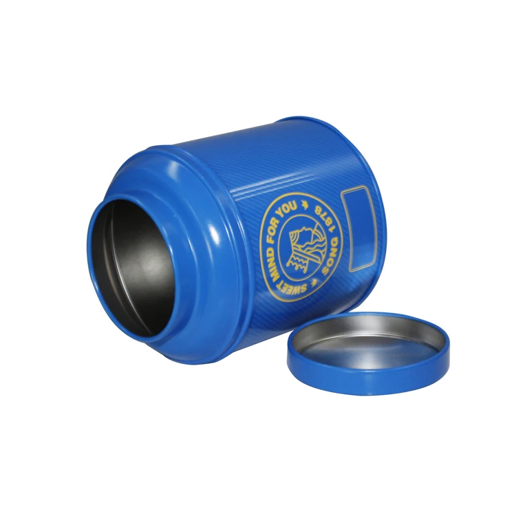 Oem Odm Custom Airtight Tea Powder Packing Tin Cylinder Coffee Bean Tea Jar Metal Food Safe Round Metal Tea Caddy Tin Can