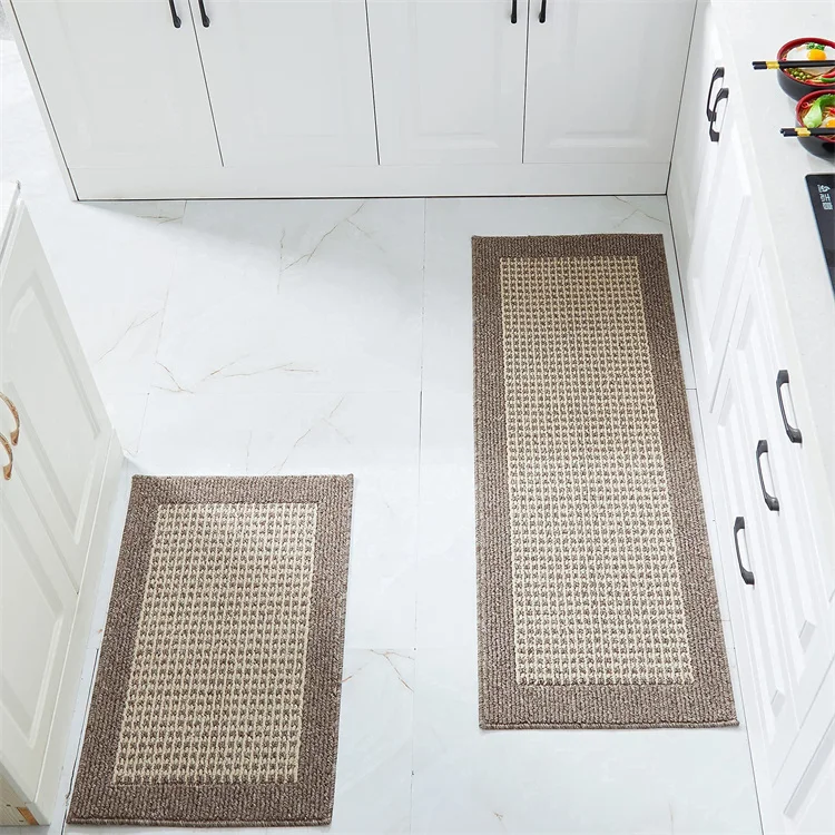 Waterproof Floor Mat Kitchen Runner Stain Resistant Anti Slip Kitchen area Rugs and Mats Washable 2 piece set