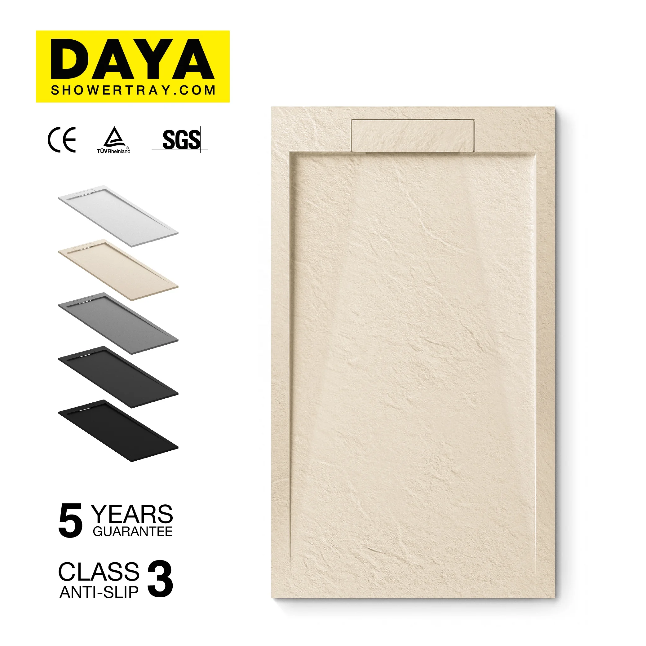 DAYA Athroom Resin Stone Shower Tray European Slate Texture Surface  Custom Shower Base Gelcoat Shower Pan