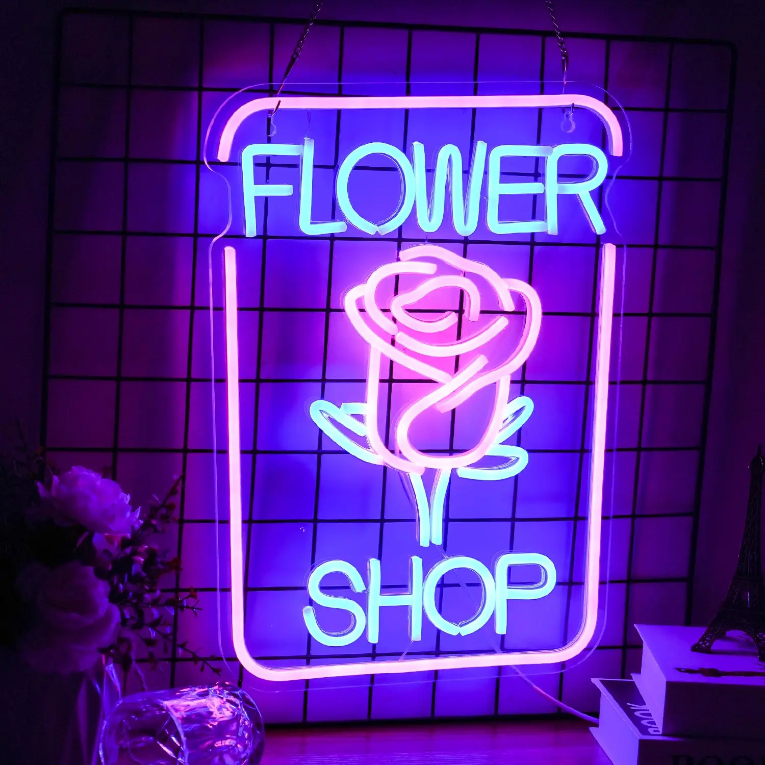 Dimmable Flower Shop Neon Sign Led Flower Neon Lights for Bedroom Wall Art Decor Usb Powered Flower Shop Birthday Party Decor