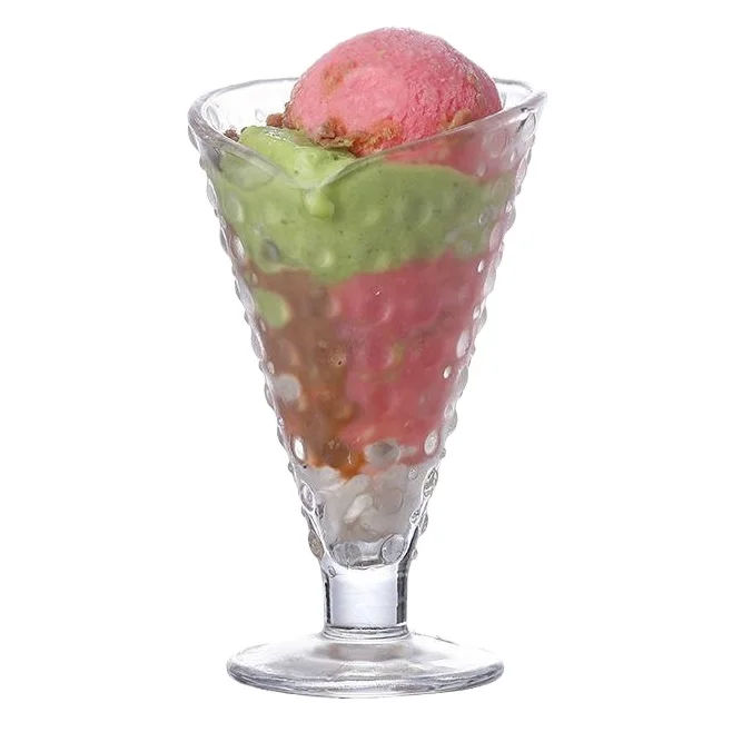 wholesale Color lead free embossed glass bowl ice cream cup salad dessert bowl