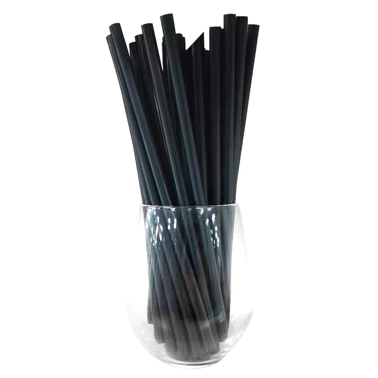 biodegradable PLA black Eco friendly boba tea straws wide plastic drinking straw bubble tea straw with Individually Wrapper
