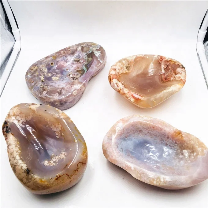 new product natural crystal bowl polished quartz cherry blossom agate quartz ashtray