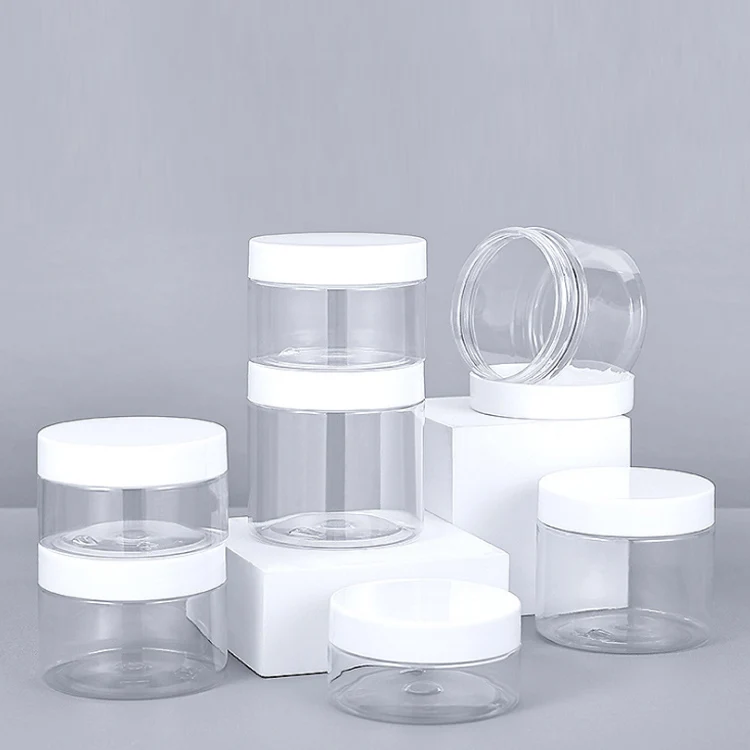 NH 50g 50ml 100ml 120ml 150ml 200ml 250ml 2 Oz 4oz 16oz 500ml  Cosmetic Round Lotion Jars Clear Pet Plastic Cream Jar With Lid