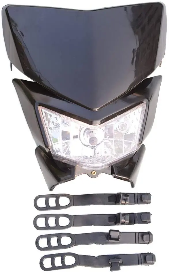 GOOFIT H4 black headlight lampshade with front fairing 12V 35W Replacement For motorcycle