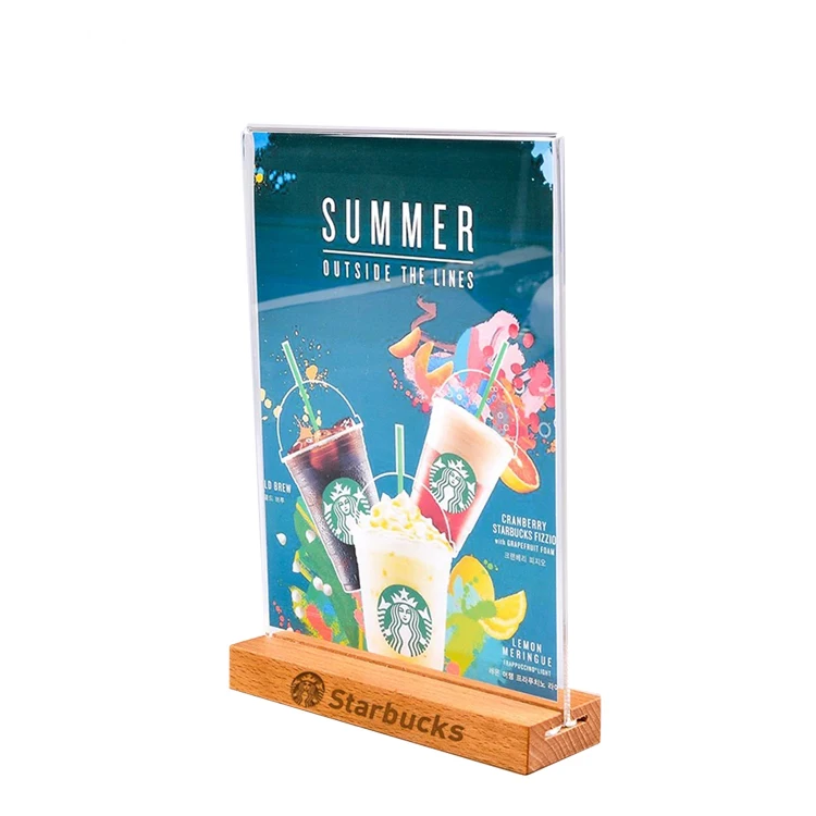 T Shape Plexiglass Table Menu Sign Holder A4 A5 A6 100*200mm Acrylic Ad frame