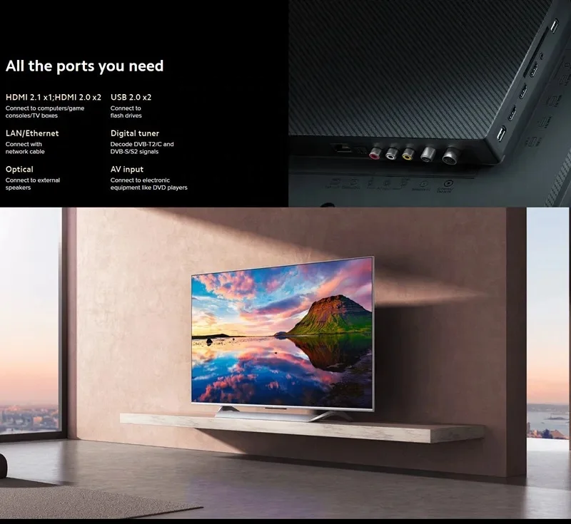 Xiaomi TV Q1 75inch 120Hz 3840 x 2160 4K UHD Display Resolution 4k 1080P Led Television Smart Tv