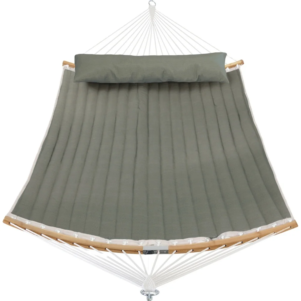 Wholesale customized hammock bed bamboo bend patio garden swing with pillow outdoor hanging Quilted hammock (1600460745102)