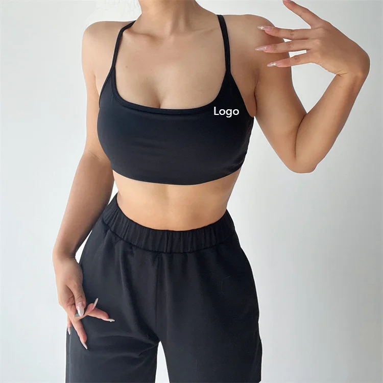 Custom Beauty Back Sexy Strap Training  Yoga Bra Sports Running Straps Sports Bra