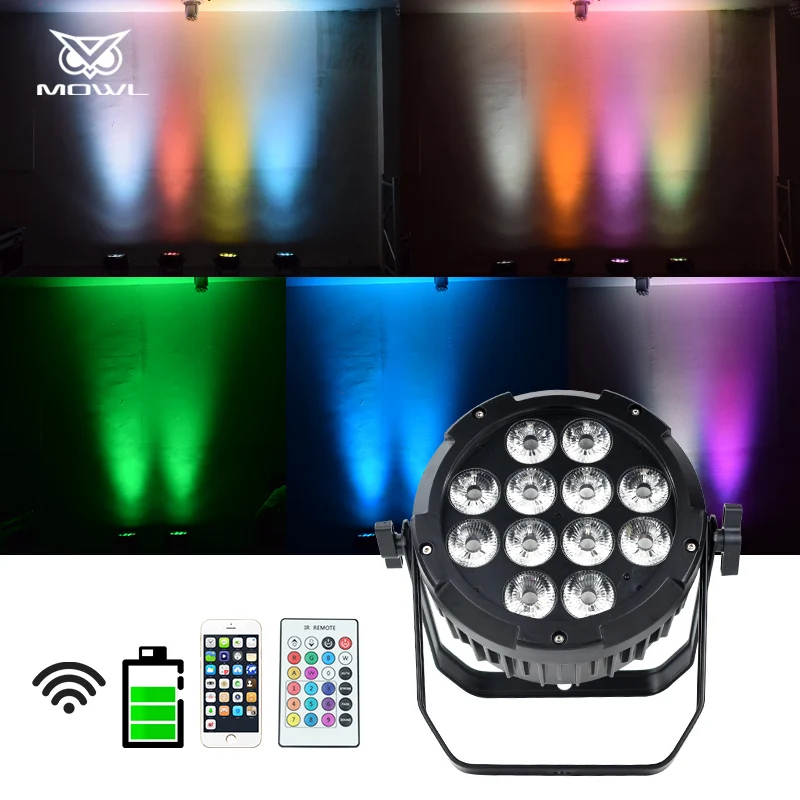 MOWL водонепроницаемый беспроводной DMX наружный 12x18 Вт RGBWA UV 6 в 1 IP65 светодиодный свет Par батарея Power Uplight снаружи