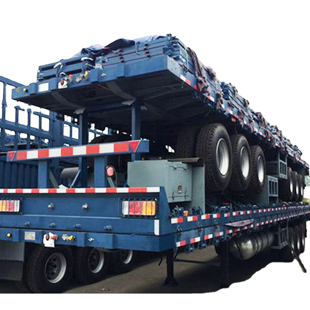 ODM factory solar 3 axle flatbed semi trailer with light tower leaf spring in Africa