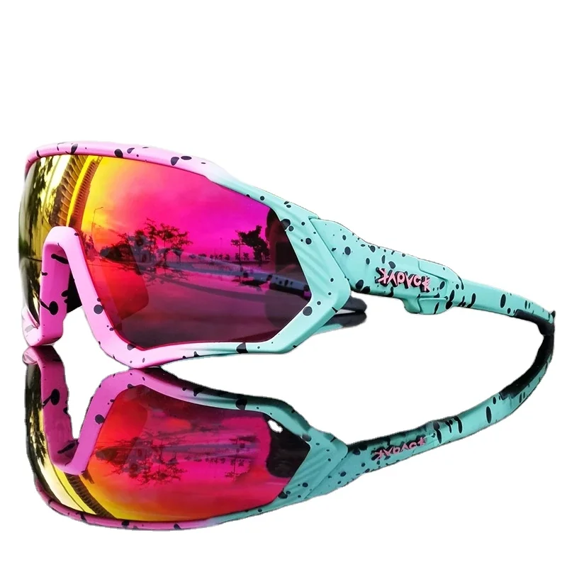 
KAPVOE Polarized Sports Men Sunglasses Road Cycling Glasses Mountain Bike Bicycle Riding Protection Eyewear 5 Lens 