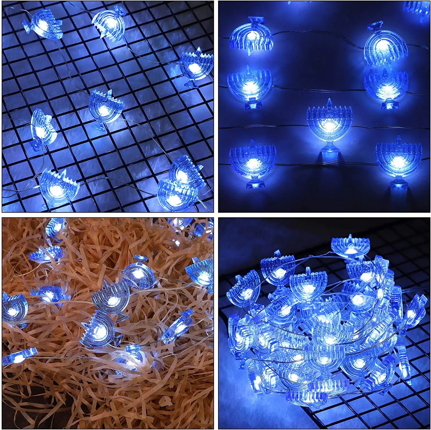 Nicro Night Light Festival Lamp Chanukah Decorative Electric LED String Twinkle Light Hanukkah Menorah Jewish Bedroom Decoration