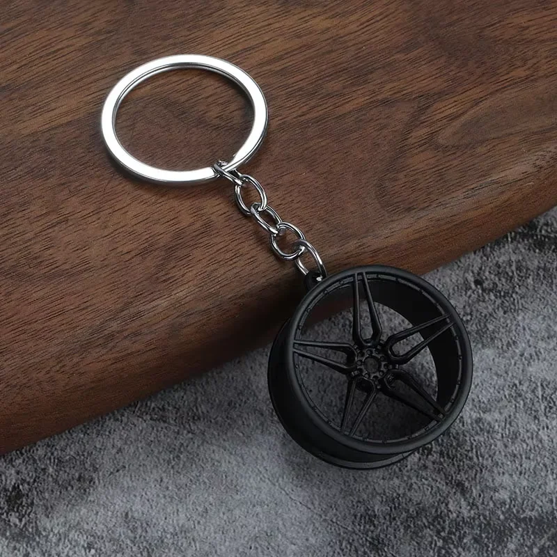 Neq Design Trend Creative Car Wheel Hub Key Chains Men Women Handbags Ornament Geometry Handmade Keychain