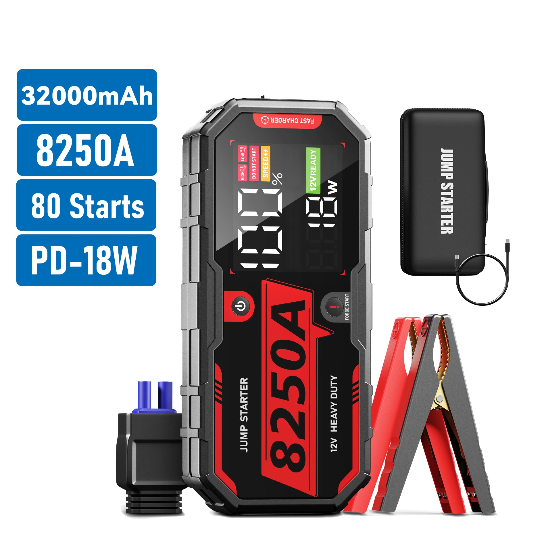 Portable Multi Function Super Capacitor 12V 8250A Battery Booster Powerbank Jump Starter Power Bank for Car