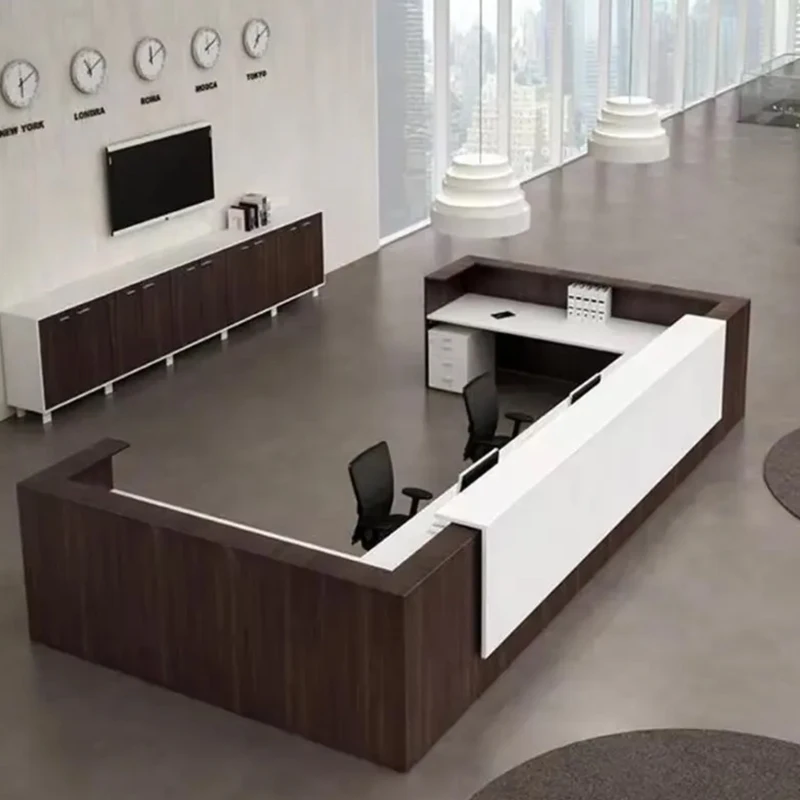 Customize Modern Front Desk Reception Counter Doctors Office Wooden Hospital L Shaped Reception Desk