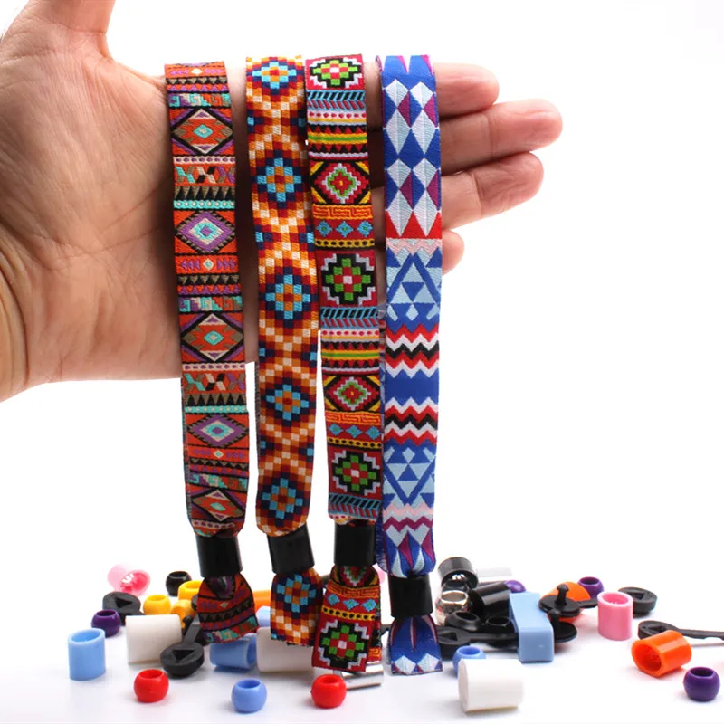 China Good Reputation Woven Wristband Embroidered Handmade Fabric Bracelets Sample Free
