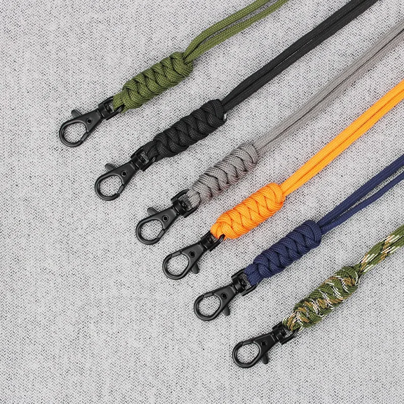 Hot selling 26cm adjustable woven umbrella rope anti damage climbing buckle hanging rope mobile phone hanging rope keychain