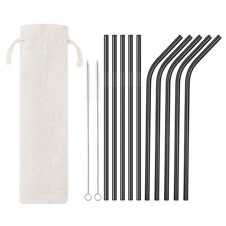 
Svin 8 Pack Black Stainless Steel Metal Drinking Straw Reusable Straws for 20oz Tumbler 