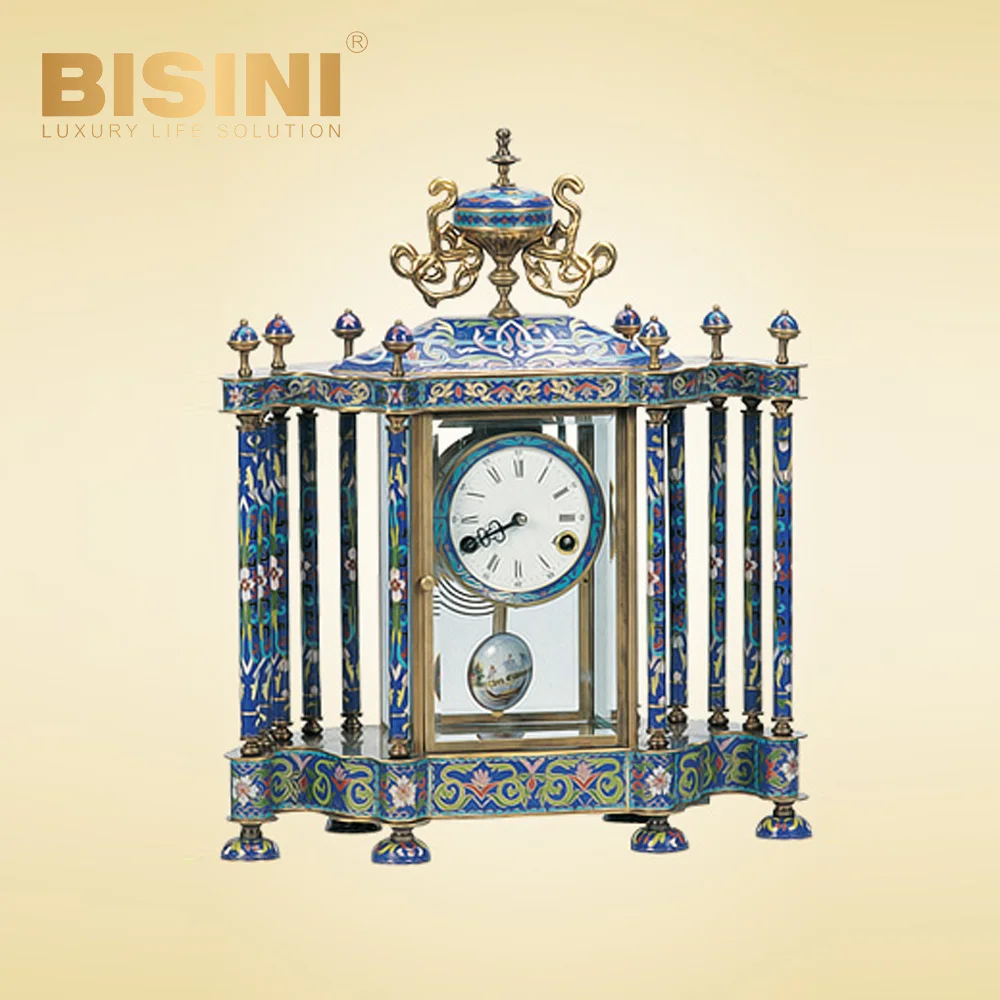 Antique luxury European classical woman figure painting In both side Table Clock classical retro Enamel Desk Clock with Pendulum