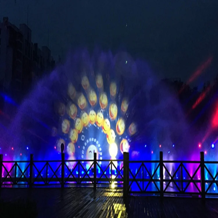 Large 3D Water Screen Fountain Dancing Water Fountain with Outdoor Movie Projector