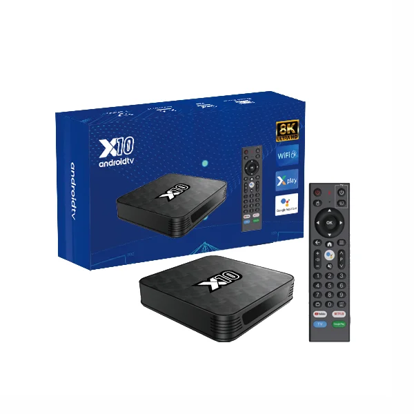 Newest x10 iATV TV Box Android 10 4K HD 5G WIFI 6 BT5.0 2G Ram 8G iptv smart set top box X10 with BT voice remote