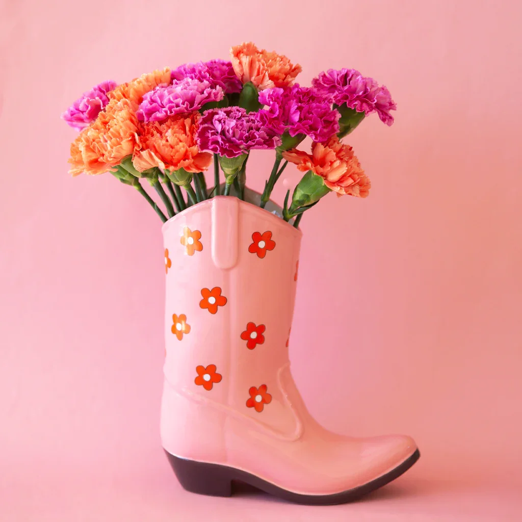 Novel Ceramic Cowboy Boot Vases Boot-shaped Vases for Flowers Vases Decor Big Perfect Vessel for Gifting Flowers