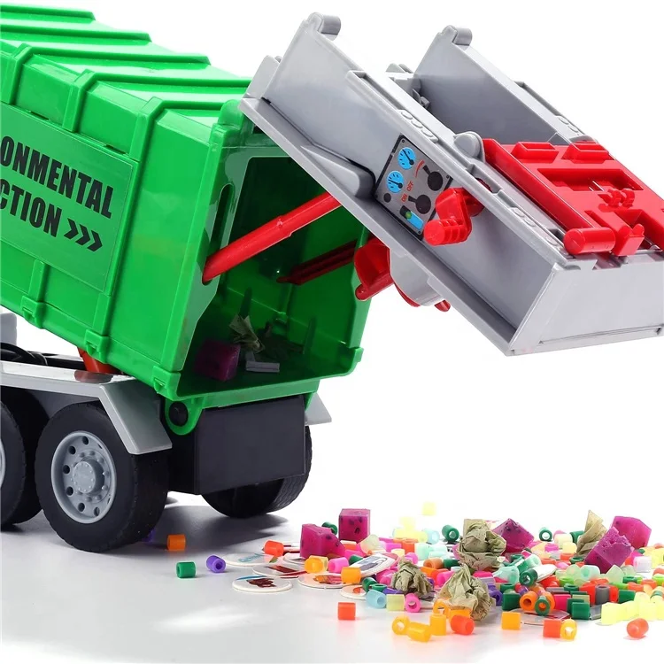 
Factory Price Cute Stone Environmental Educational Toys Friction Powered with 4 Cans Garbage Classification Truck Toys for Kids 