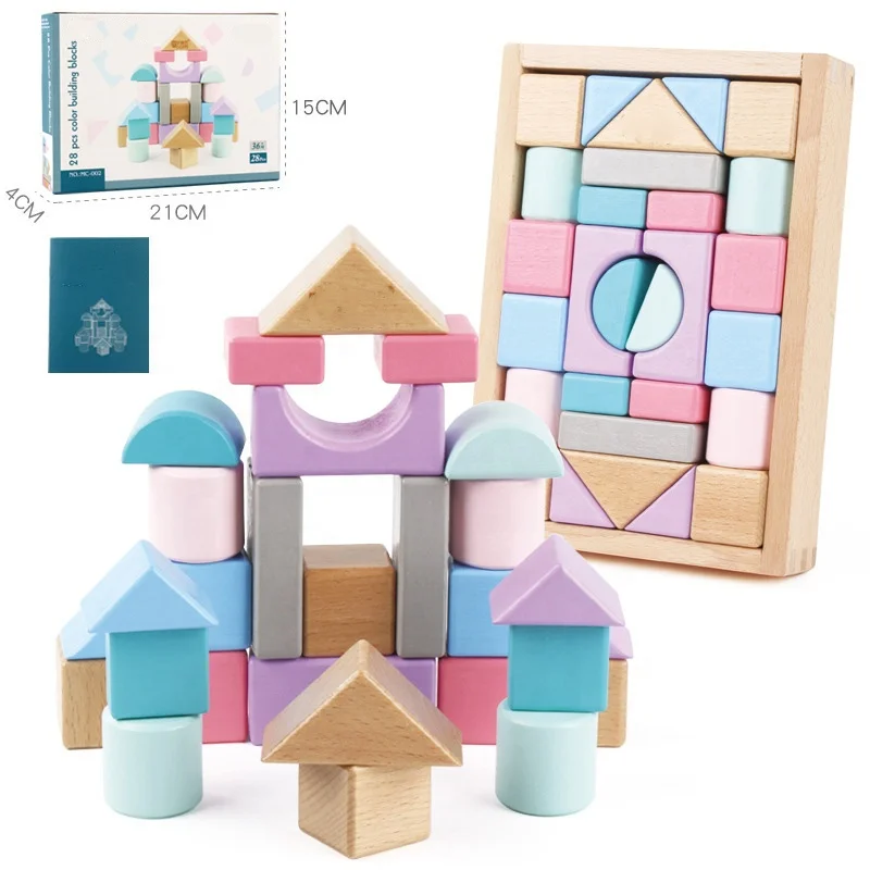 Hot Sale Wooden Assembly Building Blocks Desktop Games Geometry Wooden Blocks For 3+ Year Old Child