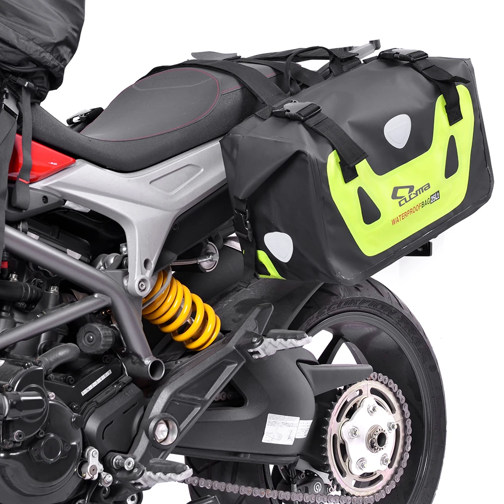 CUCYMA Fashion Latest Style Montura Sacos De Moto Leather Saddle Bag Motorcycle Waterproof Helmet Bag Saddle Bags For Motorcycle