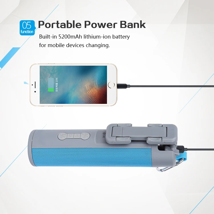  Многофункциональный портативный 5 в 1 power bank 5000 мАч громкой связи Bluetooth селфи-Палка с динамик Palo de селфи-палка