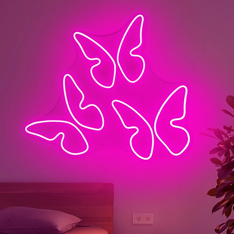 Wholesale Customization Butterfly Led Light Decoration Neon Light Sign Flexible Led Display For Bedroom Room Decor Neon Sign