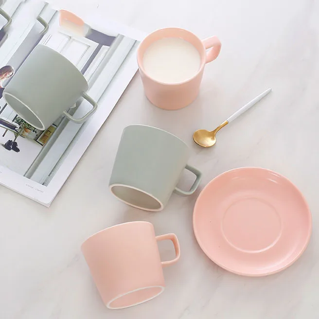 Custom Nordic 230ml матовая керамическая кофейная чашка и блюдце