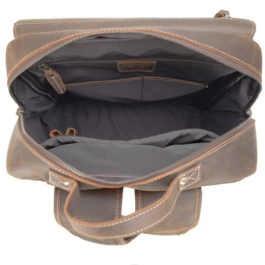 OEM Male Backpack Luggage Band Single Compartment Luxury Cowhide Leather Backpack for Women Men