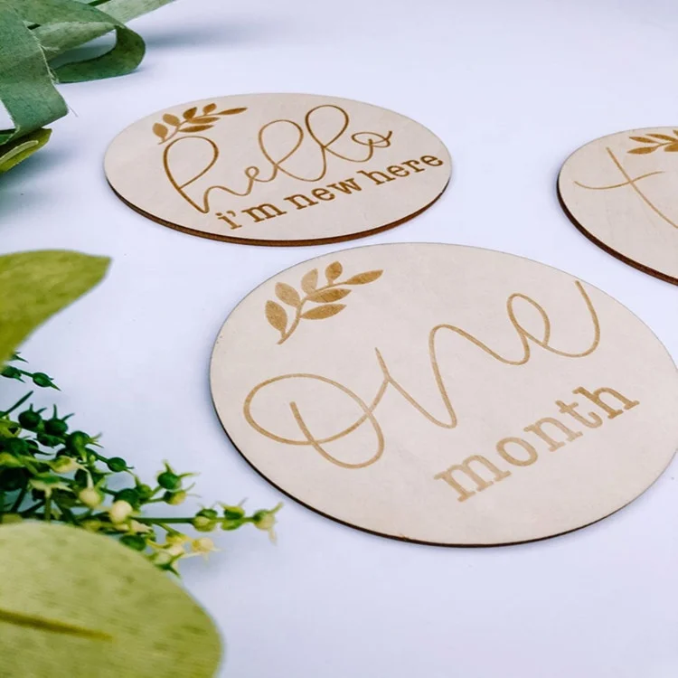 Customized wooden baby monthly card baby milestone growth record card wood baby file