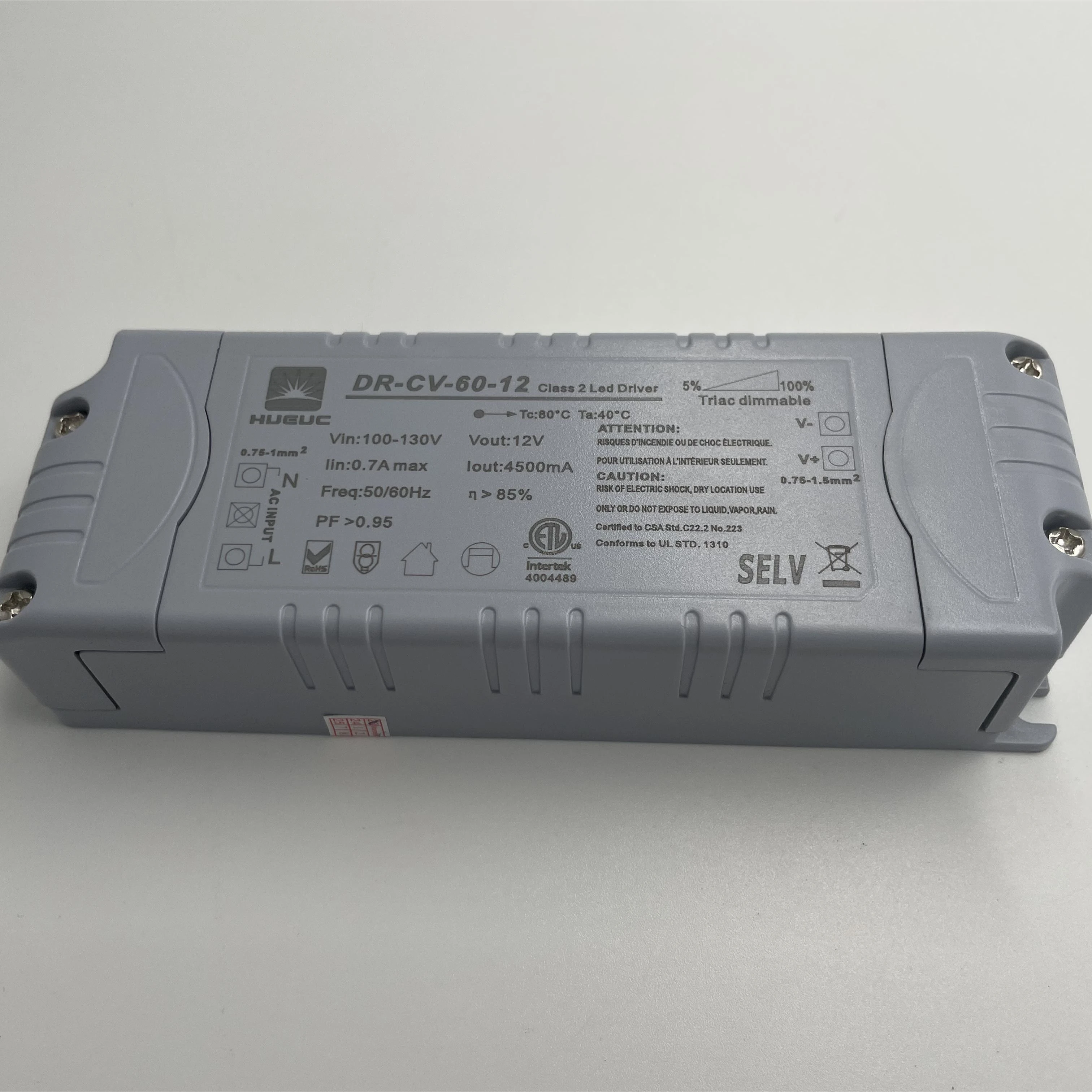 ETL certificated  110V to 12V  4.5A  60W triac dimmable ELV MLV led power supply